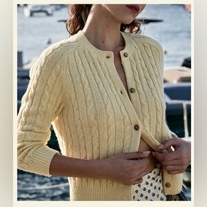 Doen Yellow Cable Knit Cardigan
